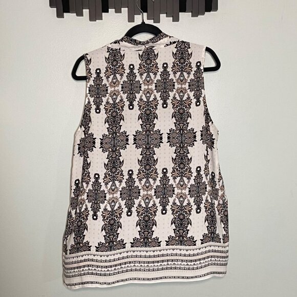 Max Edition Womens Sleeveless Floral Pattern Tunic Top XL White/Black - Picture 3 of 6